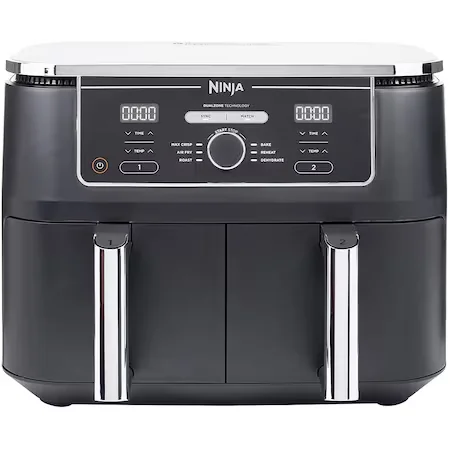 Friteuza cu aer cald Ninja Foodi DualZone AF400, 9.5l, 2470W, 6 functii de gatit, 2 placi cu invelis ceramic,…