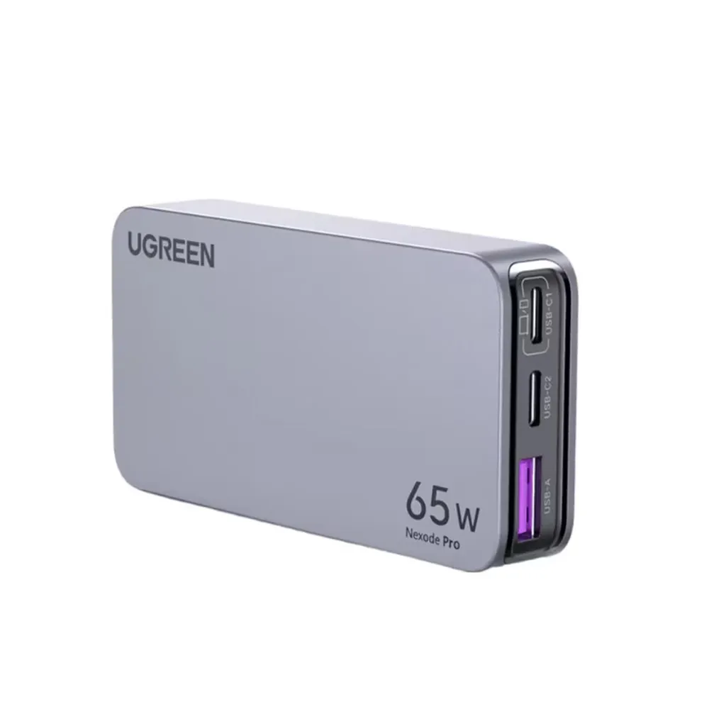 Incarcator retea Ugreen Nexode Pro 65W, Ultra-Slim, GaN, 2x USB-C, 1x USB-A, Gri