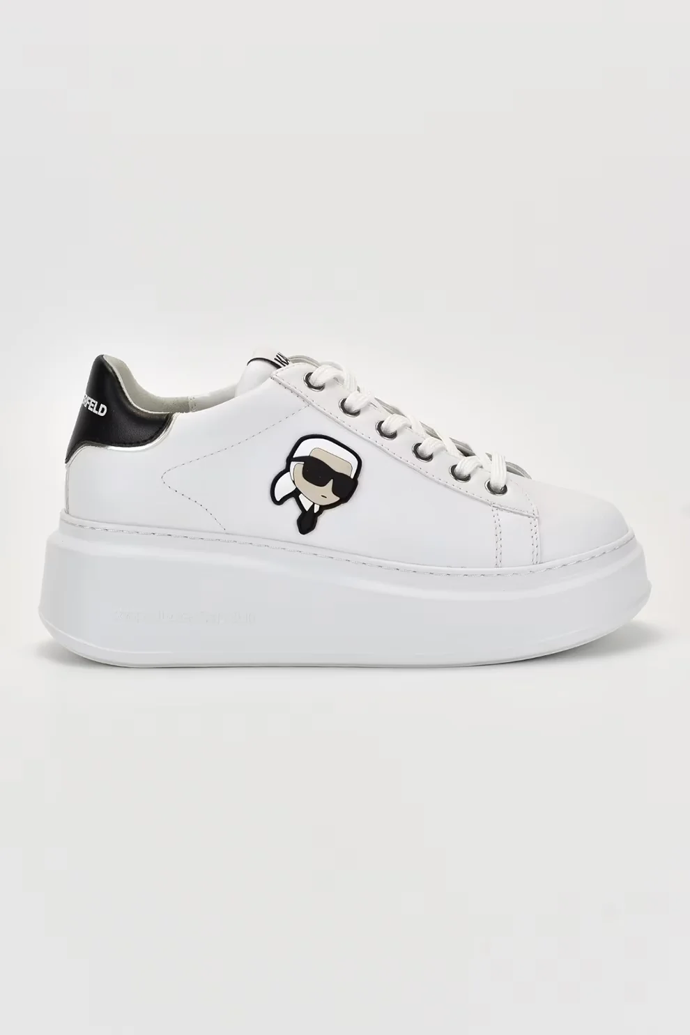 Karl Lagerfeld, Pantofi sport de piele cu logo, Alb