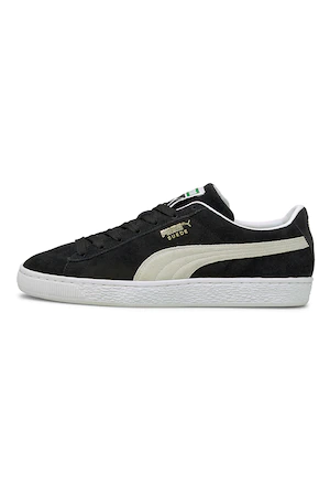 Puma, Pantofi sport unisex din piele intoarsa Classic XXI, Negru, Crem, 9.5