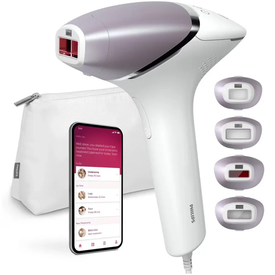 Epilator IPL Philips Lumea Seria 8000 BRI947/00, Senzor Smartskin, tehnologie SenseIQ, utilizare cu fir, 450.000…