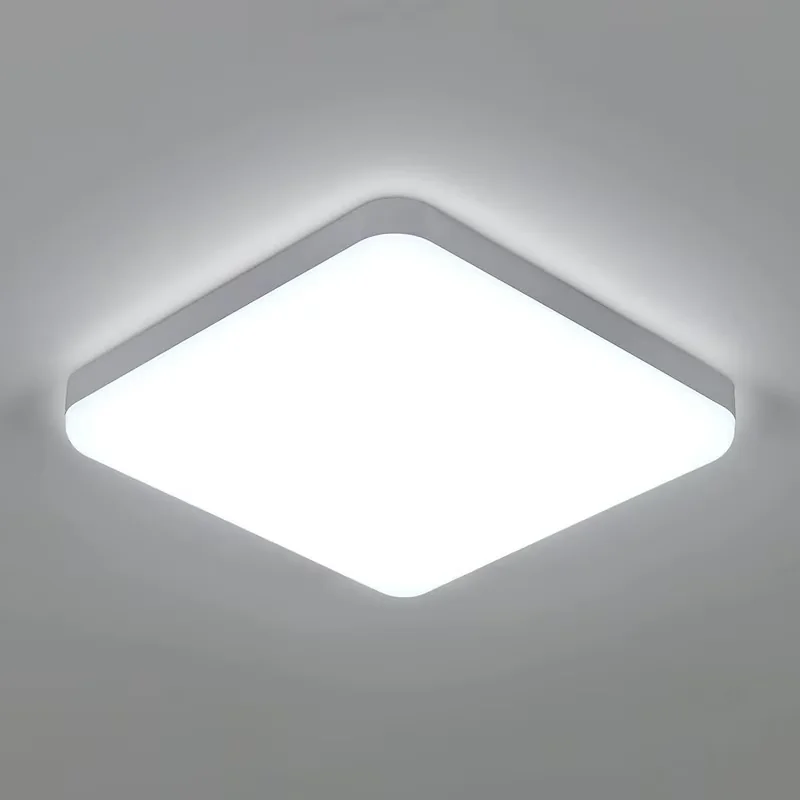 Plafoniera Cu Led, Goeco, 32w, IP54 impermeabila, Lumina Rece 6500K, Diametru 25 cm, Plastic, Patrat, Alb, Pentru…