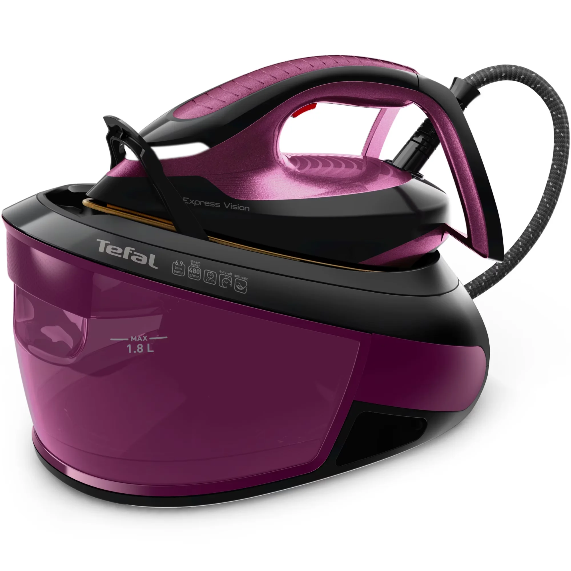 Statie de calcat Tefal Express Vision SV8152E0, 2800W, presiune 6.9 bari, jet de abur 480 g/min, abur variabil…