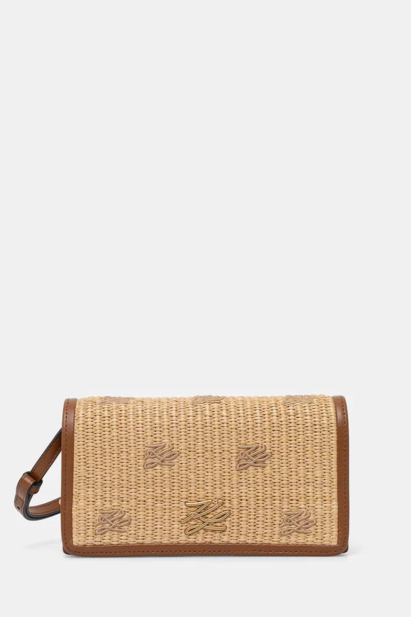 Karl Lagerfeld geantă crossbody pentru femei din piele K/AUTOGRAPH bej