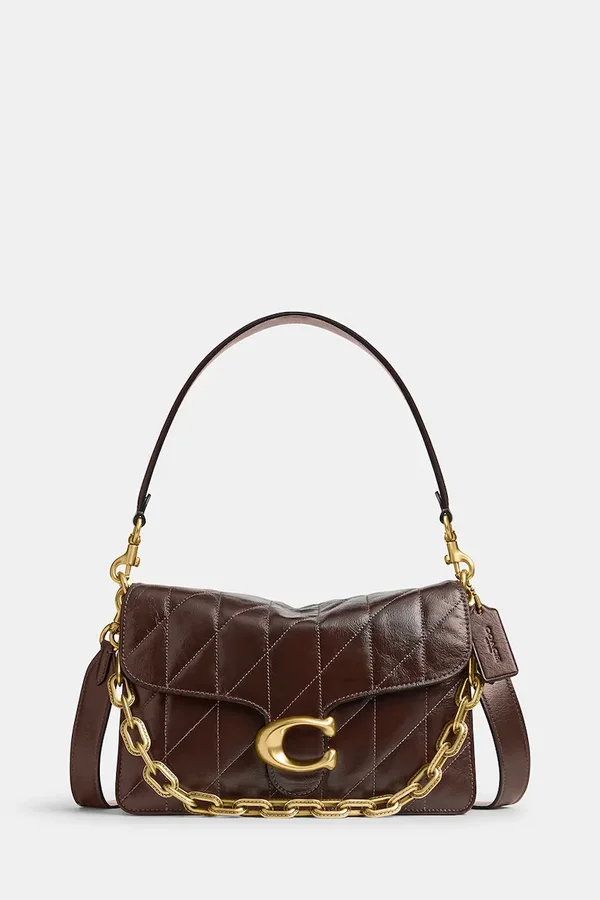 Coach geantă de piele Chain Tabby Shoulder Bag With Quilting maro