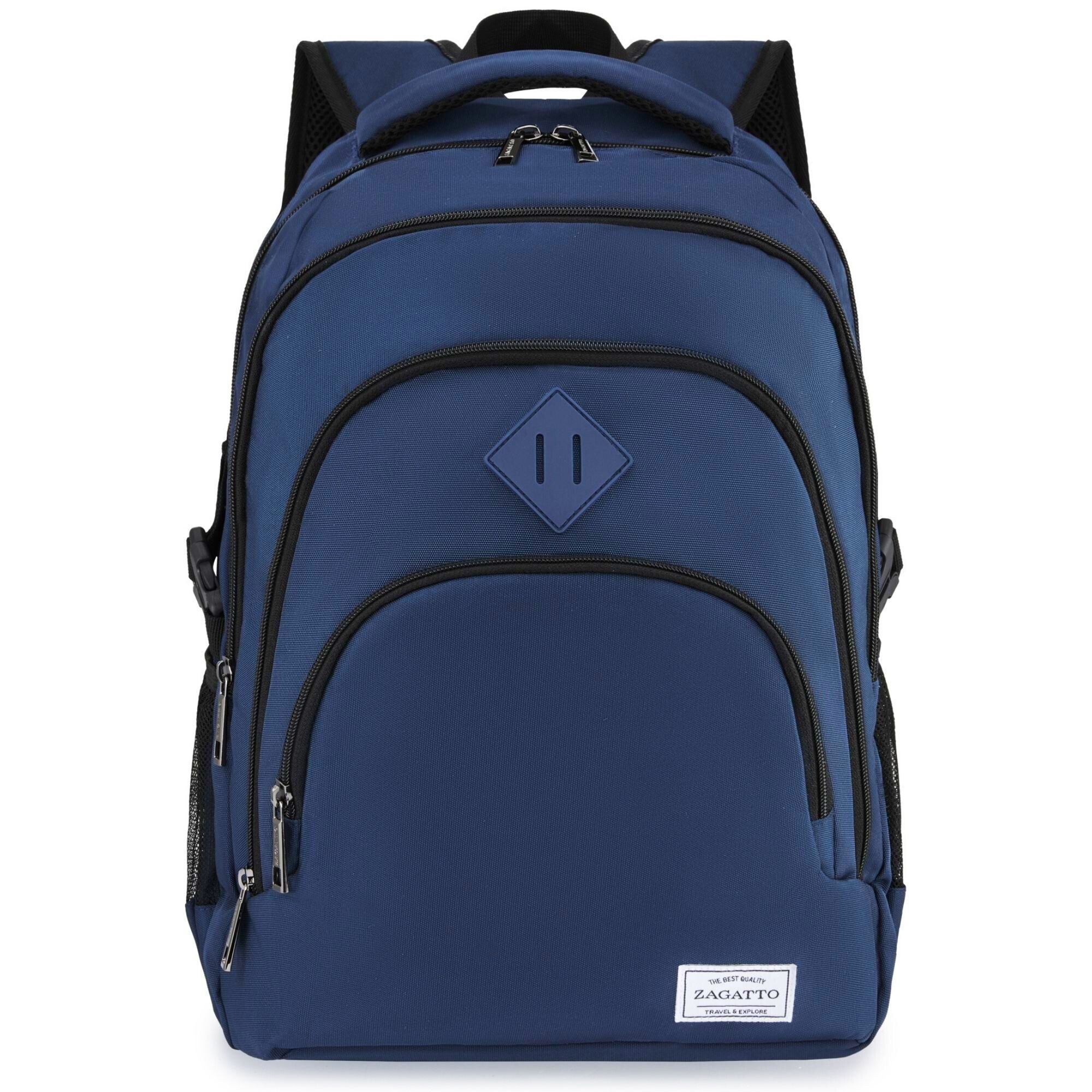 Rucsac scolar, Zagatto Harvard, Albastru, 45x35x20 cm, 7 buzunare, 31L, compartiment laptop