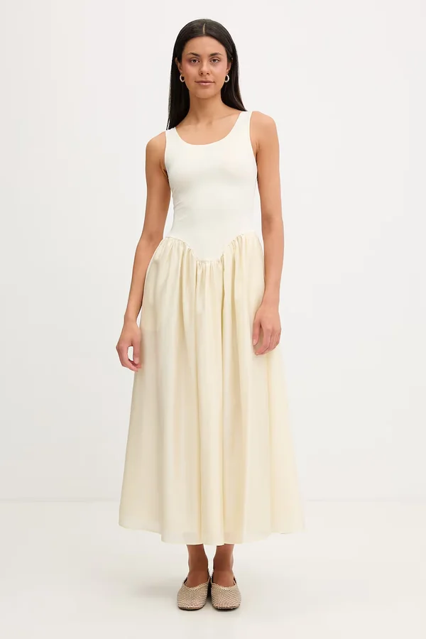 Bardot rochie princess bej simplă