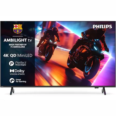 Televizor Philips AMBILIGHT tv QD-MiniLED 55MLED920, 139 cm, Smart TV, 4K Ultra HD, 100 Hz, Clasa F